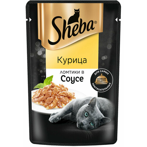 Корм влажный для кошек Sheba Ломтики в соусе с курицей, 56 шт х 75 г