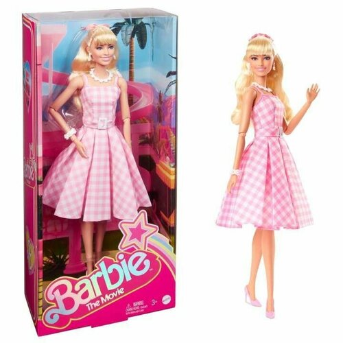 Barbie the Movie Collectible Doll, Margot Robbie As Barbie In Pink Gingham Dress - Барби в розовом платье в клетку HPJ96