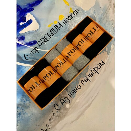 фото Носки apollon, 6 пар, размер 41/46, серый, черный