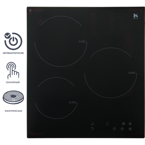 Варочная панель электрическая Kitll KHH 4501 BLACK 3 конфорки 45x52 см цвет чёрный 1848700₽