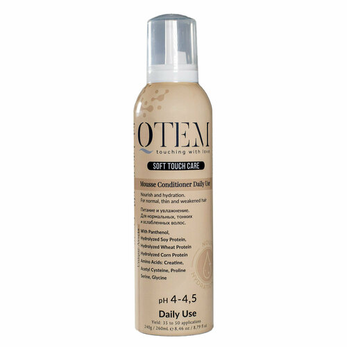 QTEM Протеиновый Мусс-кондиционер для частого применения Питание и увлажнение нормальных, тонких и ослабленных волос, 260 мл