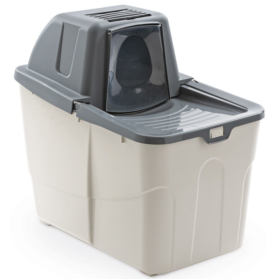 фото Био-туалет для кошек с закрытым входом сверху MPS Buxo 58x39x56см цвет серый