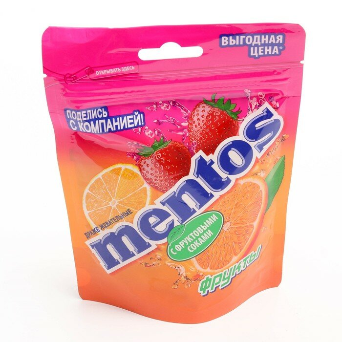 MENTOS Драже жевательные Фрукты, 95 г, флоу-пак — фото 1