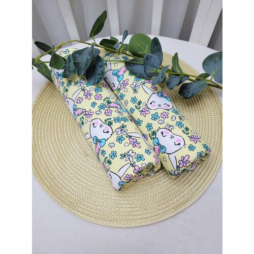 Пеленки из футера с начесом Зайки на желтом 90100см-2шт 760₽