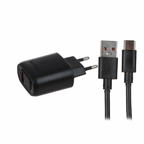 Зарядное устройство Red Line NQC-38 QC 3.0 18W 1xUSB A + кабель Type-C Black УТ000036412