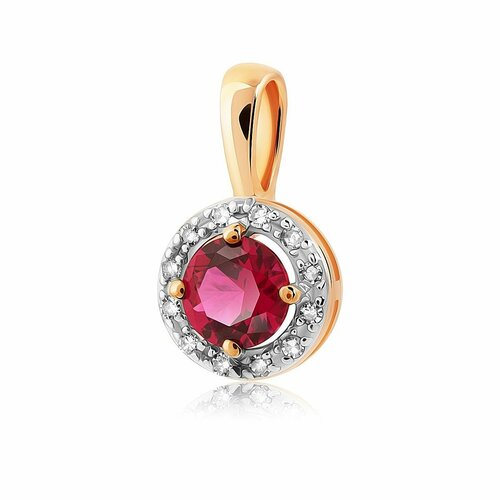 фото Подвеска valtera, красное золото, 585 проба, рубин синтетический, бриллиант, рубин, размер 6 см.