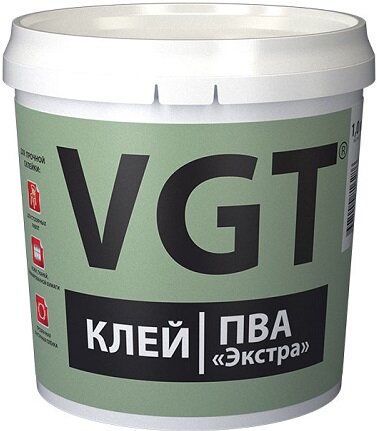 Клей ПВА Экстра VGT 1кг Сверхпрочный / ВГТ Экстра.