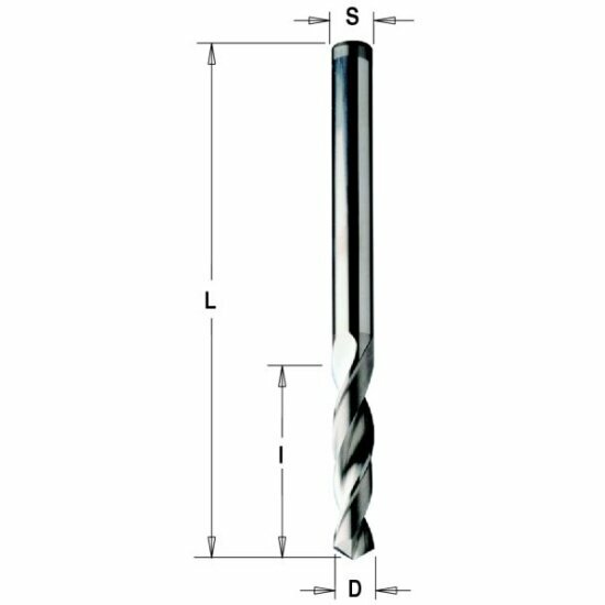 Сверло для присадочного станка Cmt HWM 2.5x27x55 Z=2 S=2.5 RH, 363.025.11