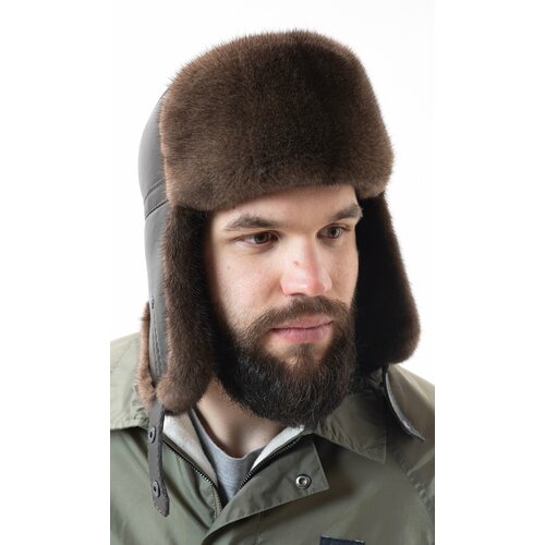 фото Шапка ушанка ярмарка шапок, размер 58, черный
