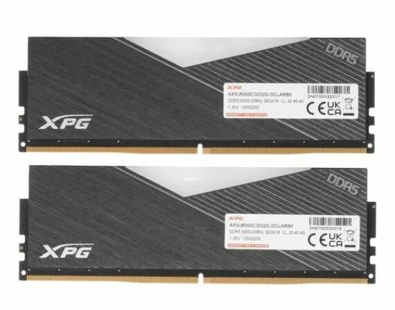 Модуль памяти ADATA 64GB DDR5 6000 DIMM XPG Lancer RGB AX5U6000C3032G-DCLARBK 2*32 CL30-40-40