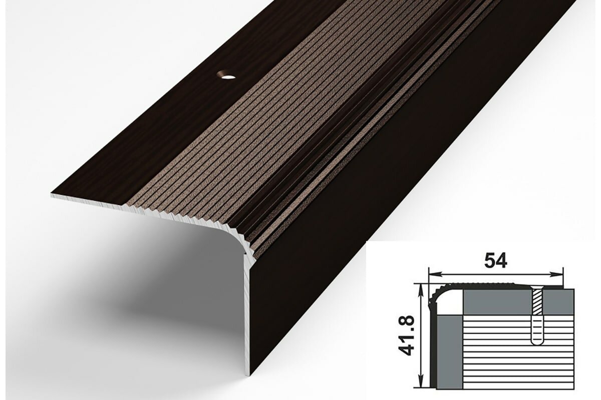 Лука Порог угловой алюминиевый 54ммх418мм 135м декоративный Дуб венге УТ000005152