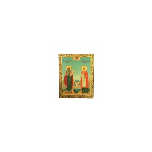 Икона в киоте 24*30 сложный двойное тиснение конгр (Петр и Феврония) #56064 икона святые петр и феврония 26 х 30 5 см