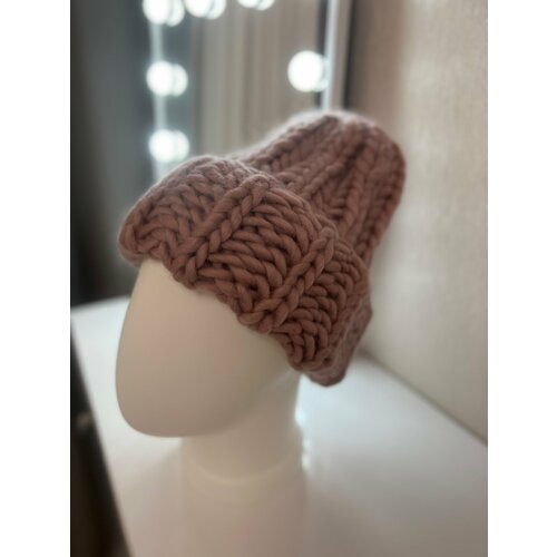 Шапка  зимняя, шерсть, вязаная, размер 54/56, розовый