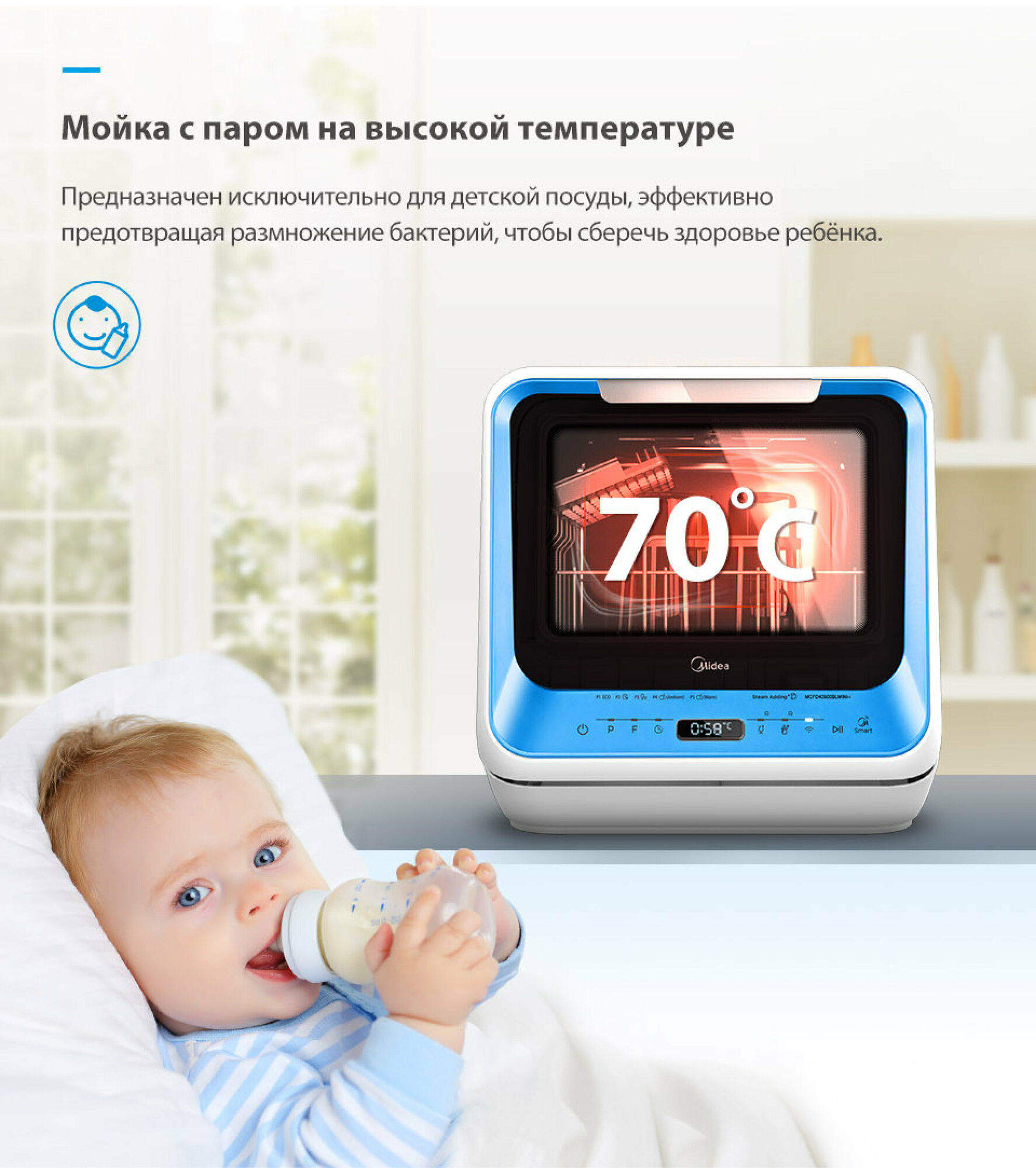 Компактная посудомоечная машина Midea MCFD42900BLMINI-i / MCFD42900GMINI-i / MCFD42900ORMINI-i