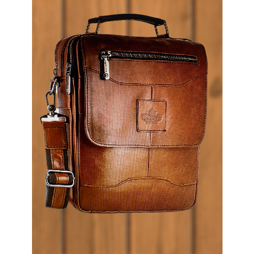 фото Сумка мессенджер znixs "галлахер винтаж", фактура гладкая, коричневый