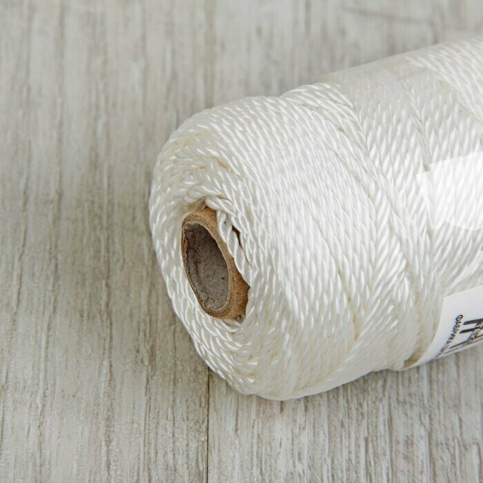 Нить крученая двухпрядная, мультифиламентная, высокопрочная ПП 200м. Текс 100х2х2 (белая)