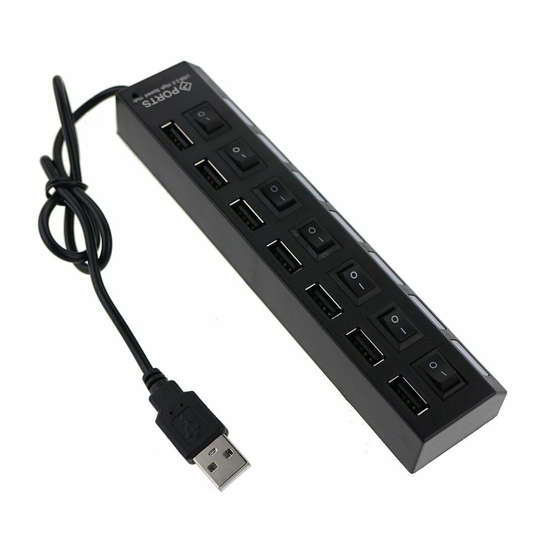 Usb Hub USB-концентратор USB 20 на 7 Порта HUB разветвитесь с выключателями USB-ХАБ для периферийных устройств черный