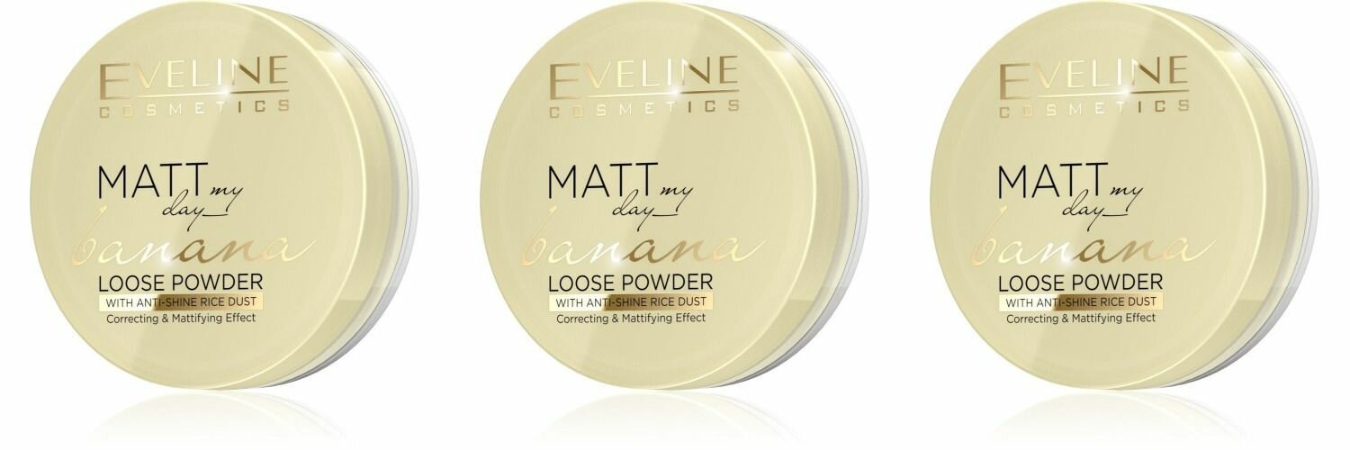 Eveline Cosmetics Пудра транспарентная матирующая Matt My Day Loose Powder, Тон Banana, 6 г, 3 шт