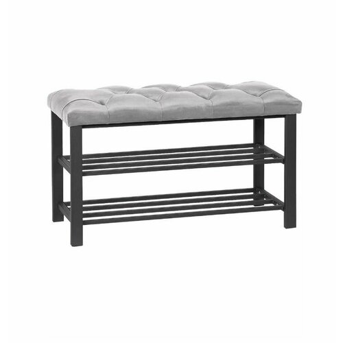 Обувница в прихожую с сиденьем узкая металлическая 6 пар