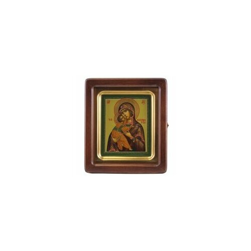 Икона 11х13 БМ Владимирская папьемаше, киот #85359 икона 11х13 спас нерукотворный лаковая миниатюра киот 170697