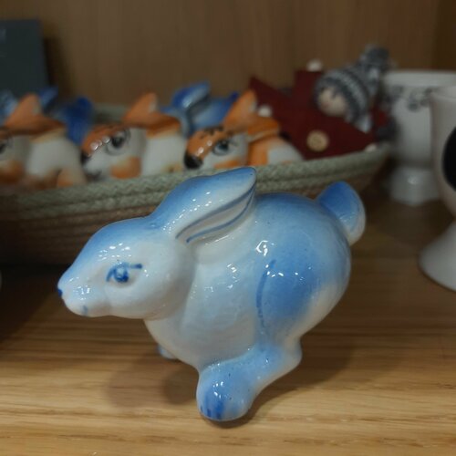 Сувенир Кролик, Гжель, цвет голубой