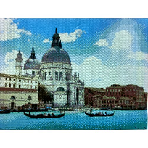 Алмазная мозаика Морской пейзаж Италии 40x50 см Санторини, венеция, гондолы, лодка, река, канал, маскарад,