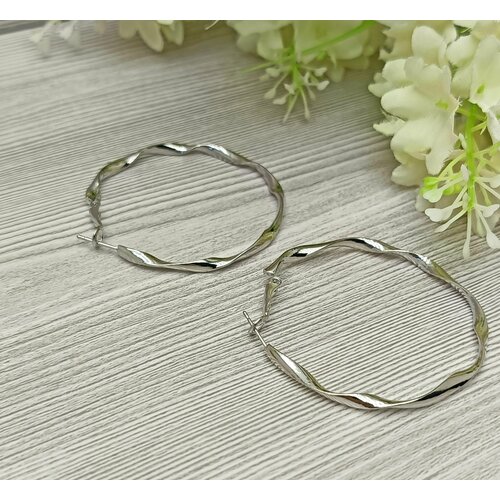 Серьги , размер 50 мм, серебряный