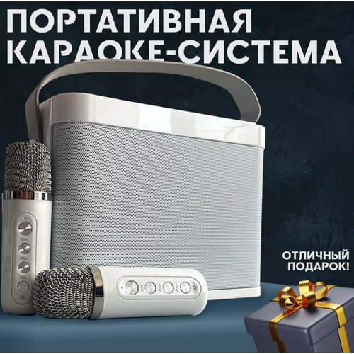 Колонка беспроводная акустическая портативная с караоке S882 40Вт NEW 2023 2 беспроводных микрофонаBluetoothTF cardUSBAUXP M P O 100ВтБелая 493800₽