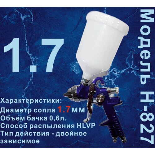 Краскопульт Пневматический HLVP 827 сопло 1,7 мм