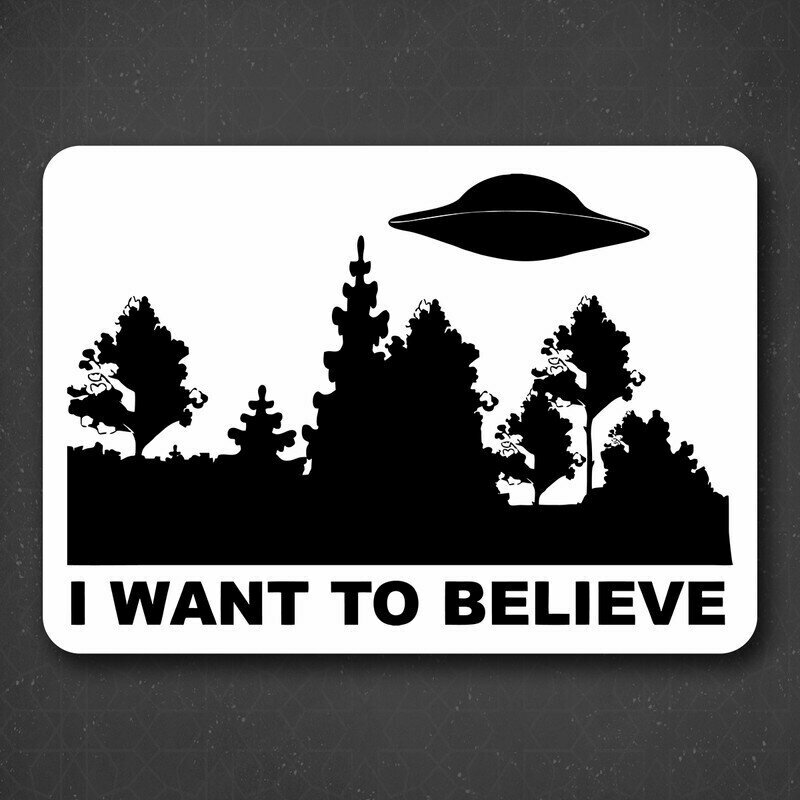 Наклейка на авто "НЛО - i want to believe" 24x17 см