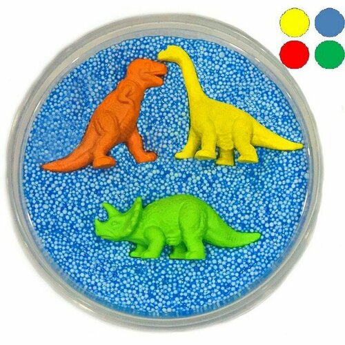 Шариковый пластилин «Dino 3», 3 фигурки динозавриков внутри, микс (комплект из 6 шт)