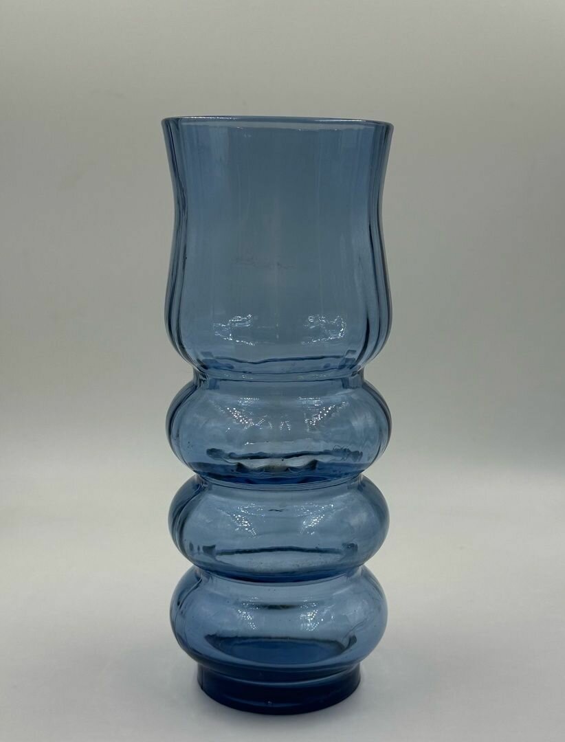 фото Ваза для Цветов Синее Стекло! Высота 20 см Времён СССР