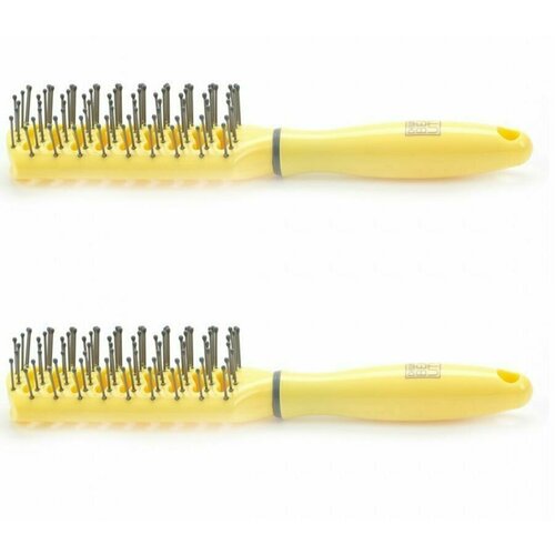 Dewal Beauty Щетка для укладки волос продувная Лимонный пудинг DBLP3, желтый, 2 шт