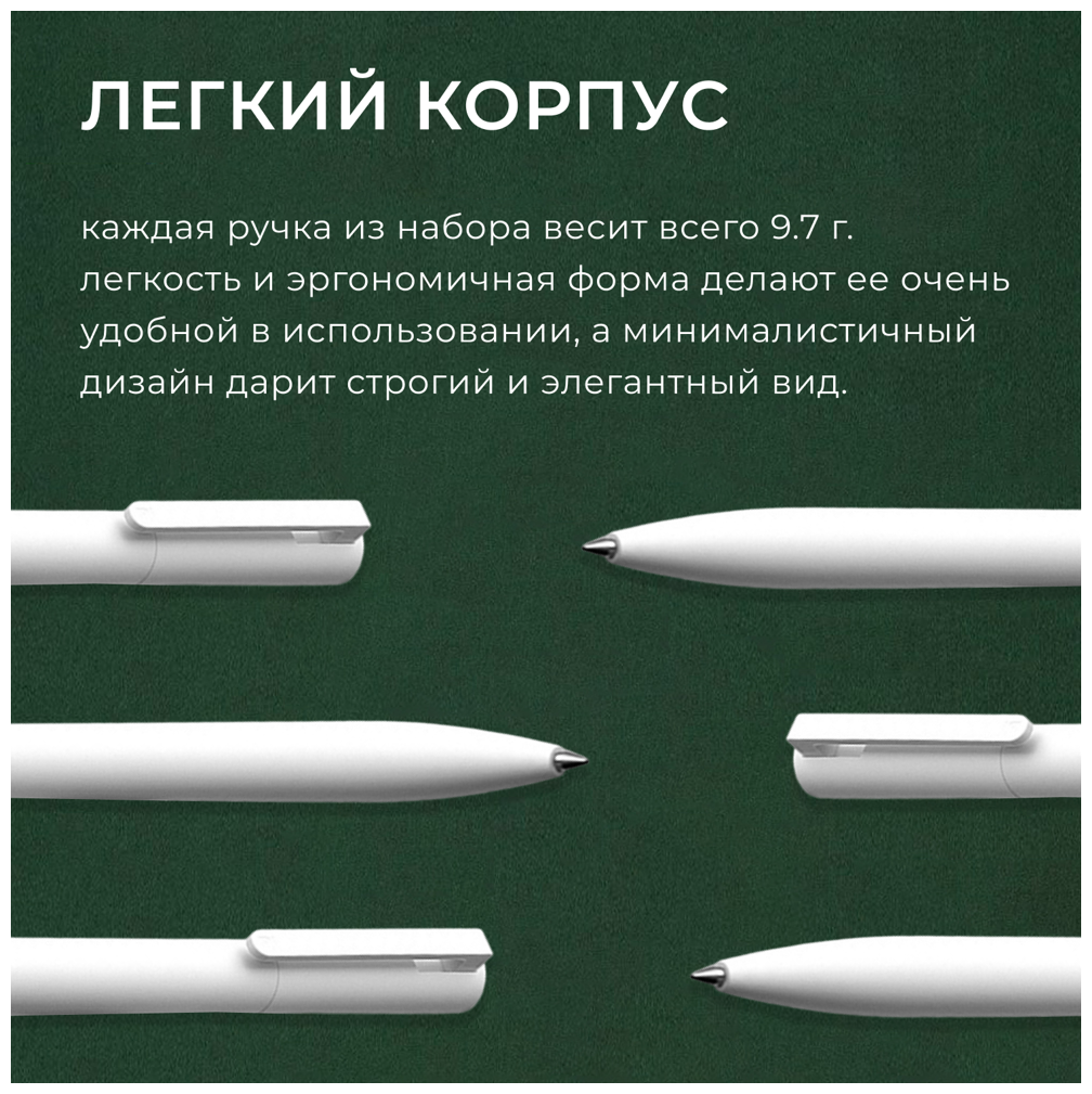 Изображение Набор автоматических гелевых ручек Mi Gel Pen, MJZXB01WC, черный цвет чернил, 10 шт.