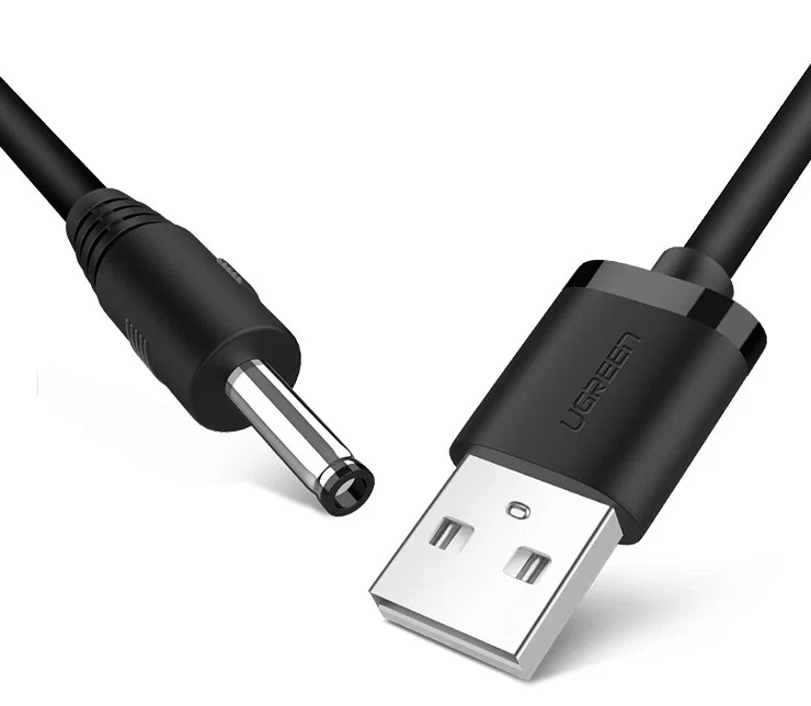 Кабель зарядный UGREEN US277 (10376) USB2.0-A to DC 3.5mm M/F Charging Cable. Длина: 1м. Цвет: черный