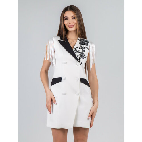 фото Платье-пиджак полуприлегающее, размер 38, белый reina line
