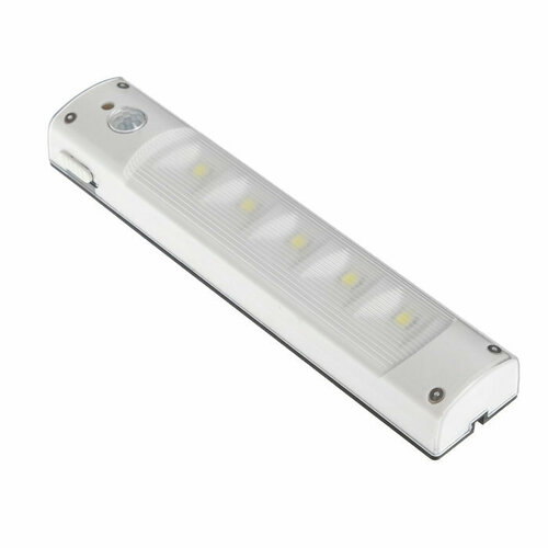 Светильник светодиодный с датчиком движения, 5 LED, 2 Вт, от батареек 3*AAA, 6500К, белый (комплект из 3 шт)