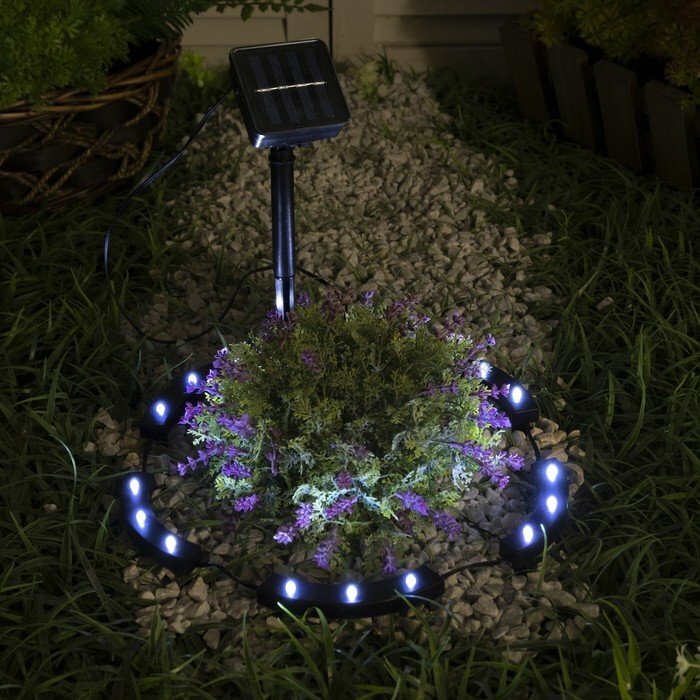 Садовый светильник на солнечной батарее «Обруч» 15 LED свечение белое (комплект из 2 шт)