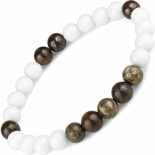 фото Браслет everiot, агат, бронзит, размер 17 см, белый