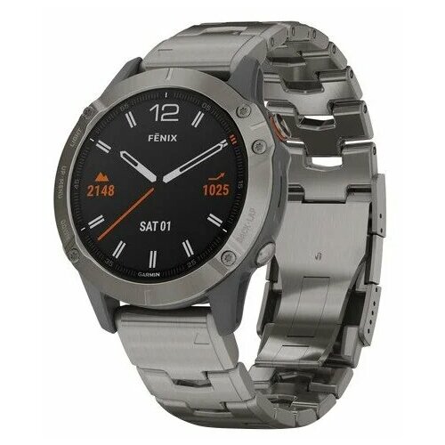 Garmin Fenix 6 Sapphire Titanium Gray with Titanium Strap and Ember Orange Strap 010-02158-23 7140000₽