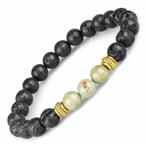 фото Браслет, базальт, вулканическая лава, размер 17 см, диаметр 8 см, черный mrjones