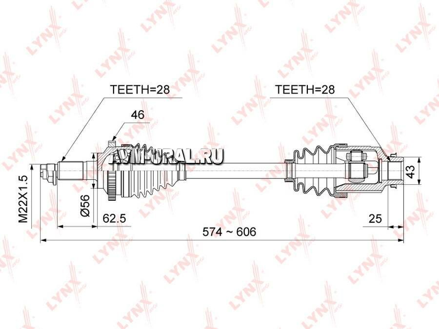 LYNXAUTO CD1016A Привод в сборе | перед прав|