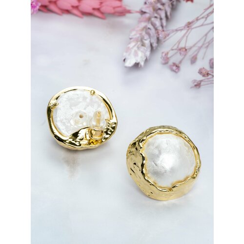 Серьги пусеты , керамика, золотой