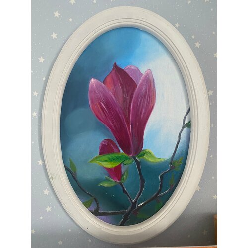Картина ручной работы «Магнолия», 30х20 см, холст, масло