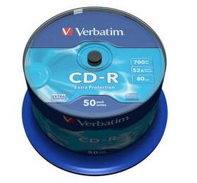 Диск CD-R Verbatim 43351 700МБ, 80 мин, 52x, 50 шт, Cake Box, DL