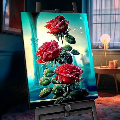 Картина по номерам с кристаллами из хрусталя «Бордовые розы» 25 цветов, 40 × 50 см картина по номерам с кристаллами из хрусталя 40 × 50 см обезьяна в костюме 15 цветов