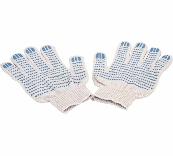 фото Трикотажные легкие перчатки Gigant с покрытием ПВХ-точка, 10 класс, белые GGC-9