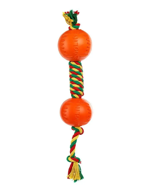 Dental Knot Гантель канатная малая (Красный-желтый-зеленый) Doglike - фото №8