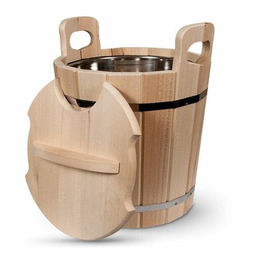 Запарник для бани 16 литров с крышкой из нержавейки, липа - Милая Баня