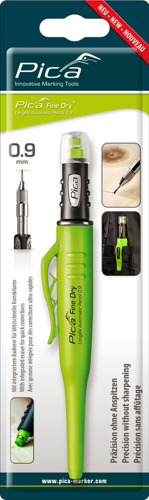 Строительный разметочный карандаш с грифелем 0,9 мм в блистере Pica FINE Dry 7070/SB